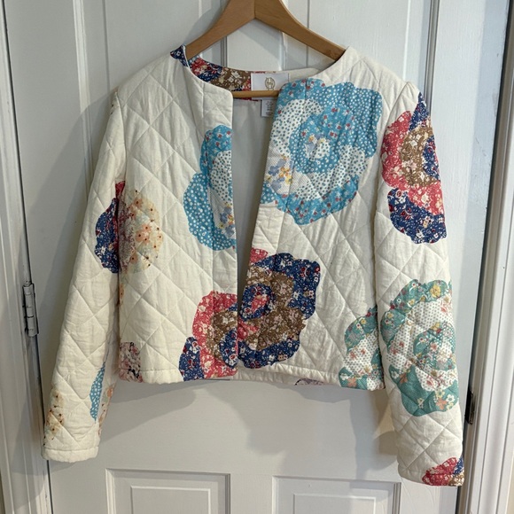 House of Harlow 1960 Jackets & Blazers - House of Harlow 1960 Floral Quilted Jacket - Cream and Blue